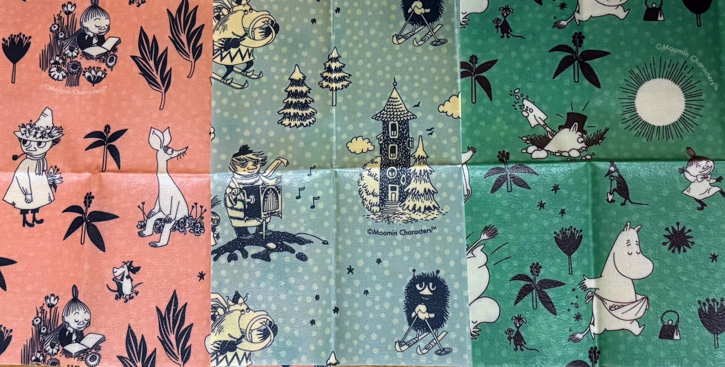 Muumit by G&L - Mehiläisvahakääre ruoan säilytykseen, kolmen pakkaus - MaallinenDesign