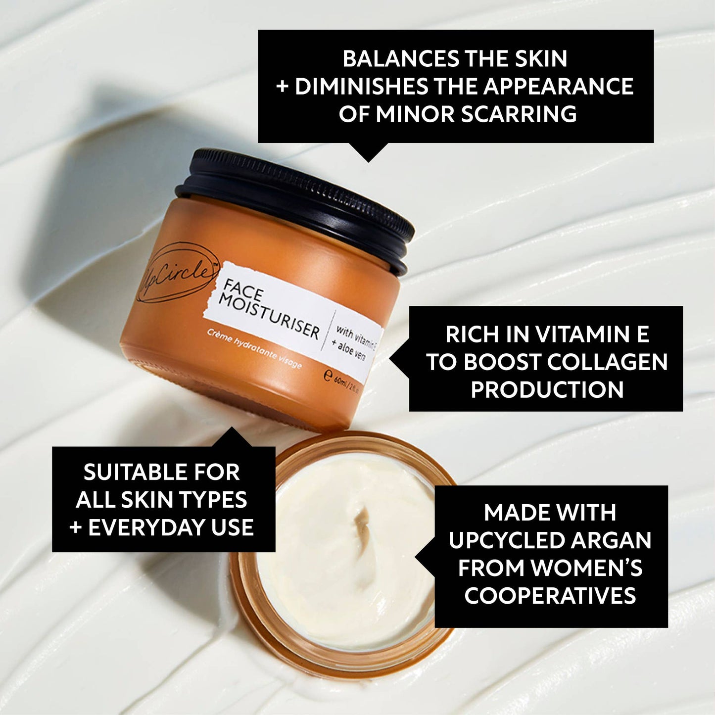 Facial moisturizer with vitamin E and aloe vera, 60ml