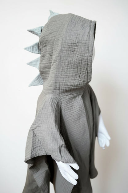 Lasten hupullinen kylpyponcho Dino - MaallinenDesign